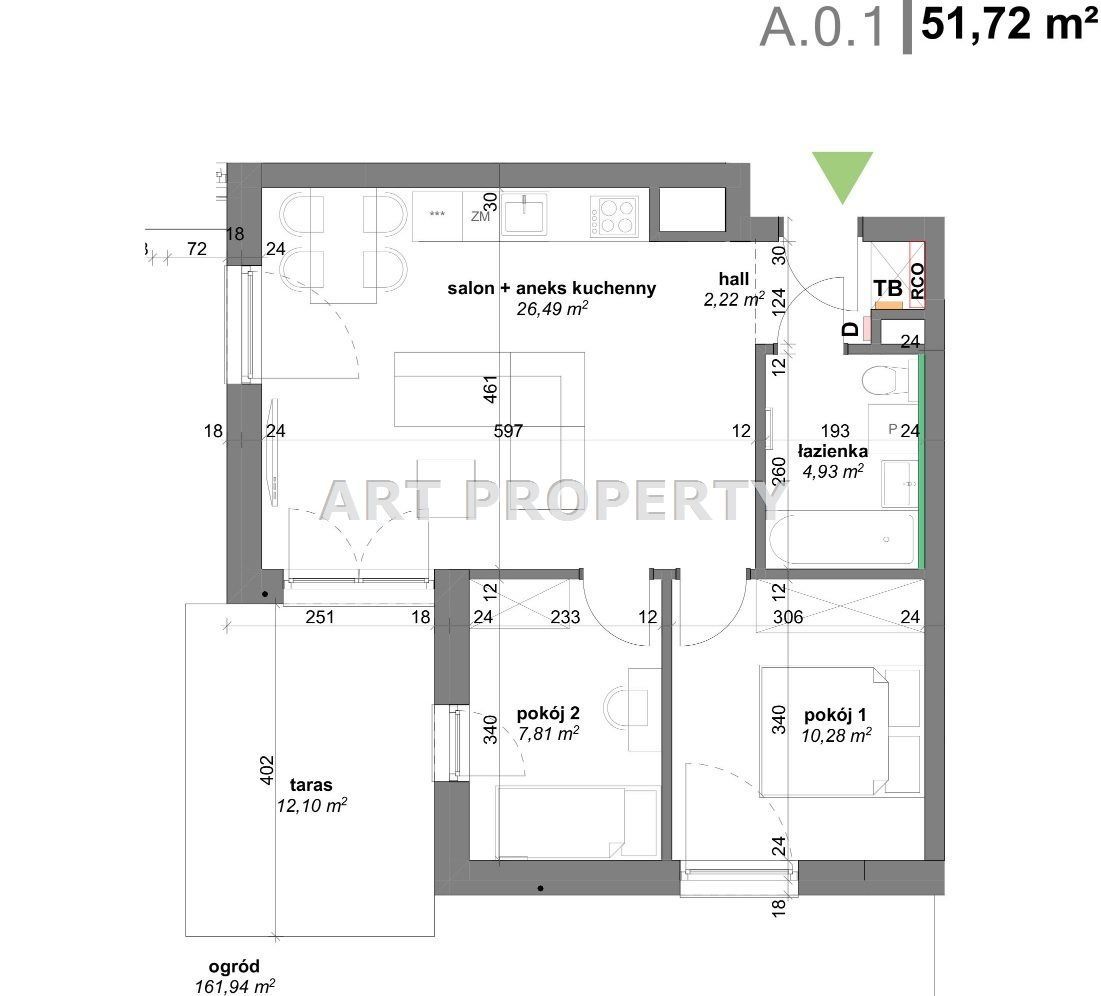 Mieszkanie, 51,72 m², Katowice