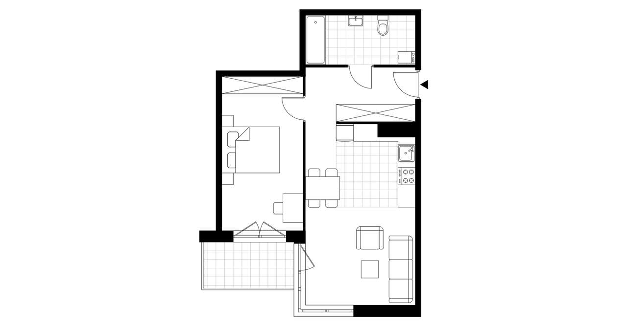 2-pokojowe mieszkanie 50m2 + balkon - Pełny obrazek: 3/8
