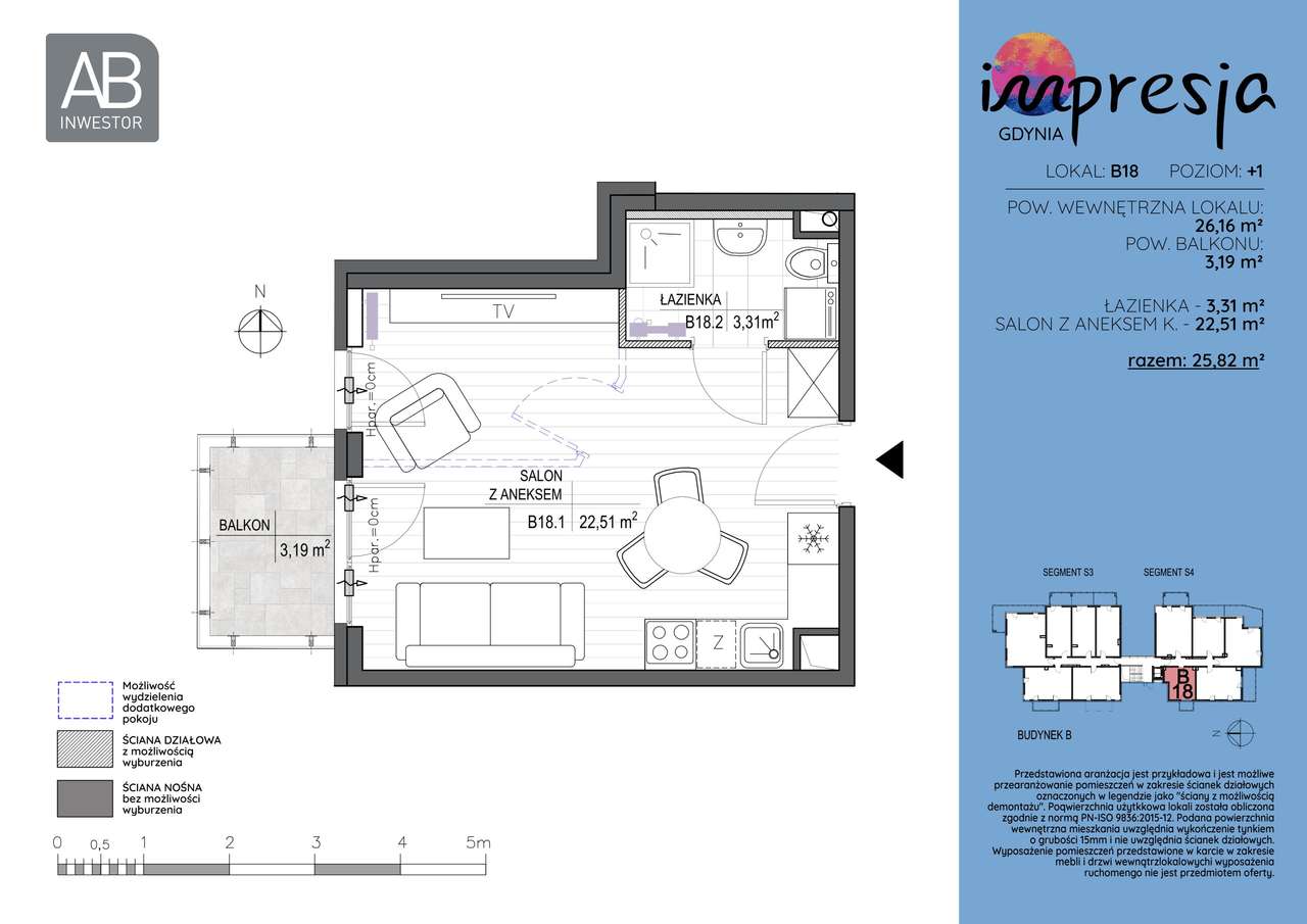 1-pokojowe mieszkanie 34m2 + balkon Bez Prowizji - Pełny obrazek: 2/7