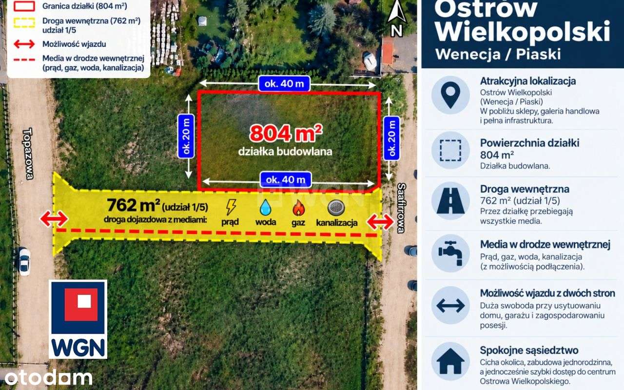 Działka budowlana/ Wenecja / Piaski.