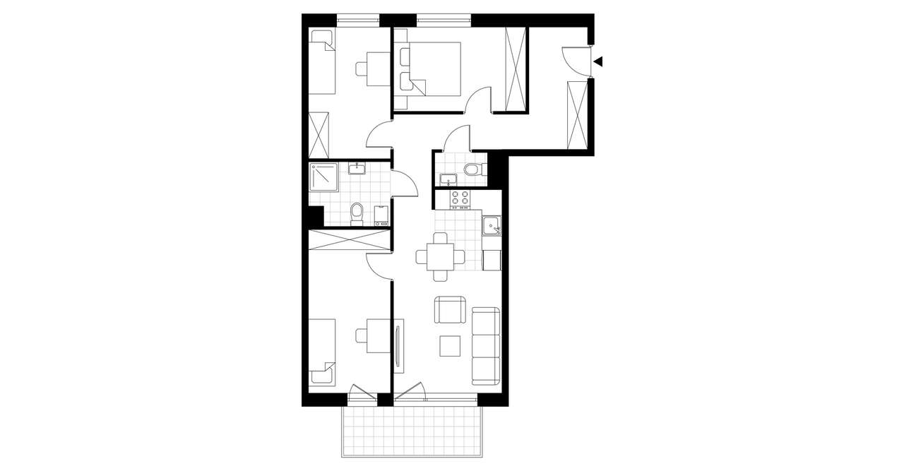 4-pokojowe mieszkanie 68m2 + balkon Bezpośrednio - Pełny obrazek: 3/7