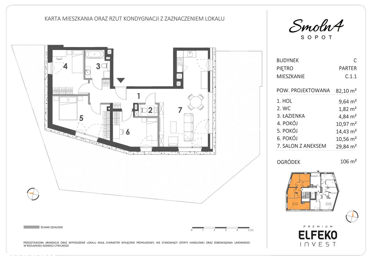 Mieszkanie 4 pok., ogródek 106 mkw., Sopot - Pełny obrazek: 2/9