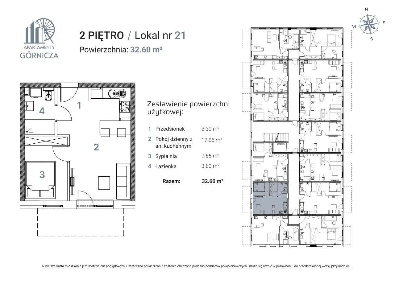 Nowe Apartamenty Górnicza Lokal nr 21 - 32,6 mkw - Pełny obrazek: 2/11