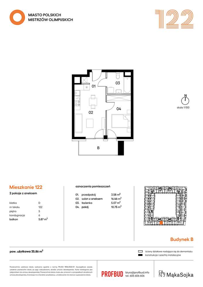 2-pokojowe mieszkanie 35m2 + balkon - Pełny obrazek: 2/9