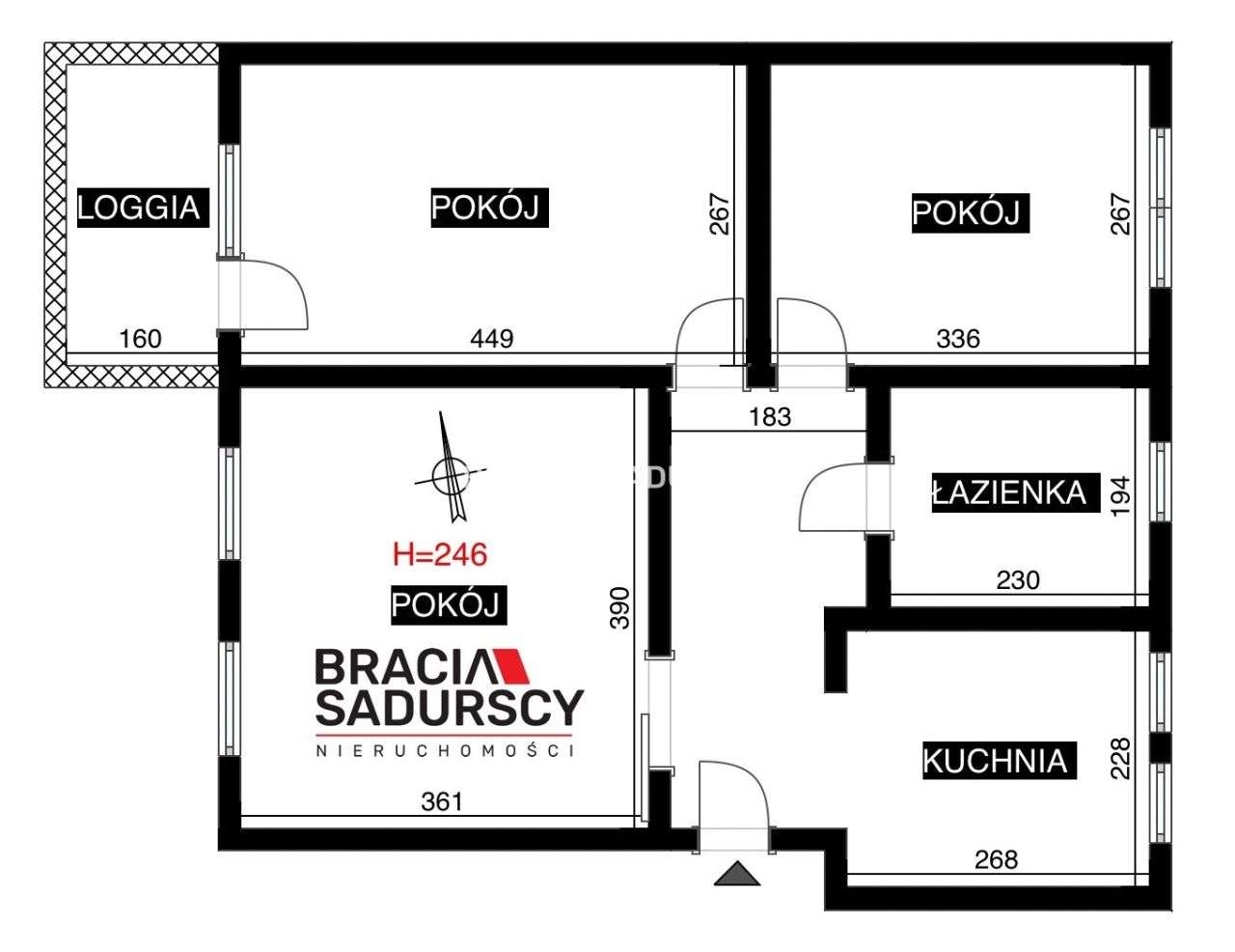 3 pokojowe mieszkanie z kuchnią 52,8m2 Centrum-2
