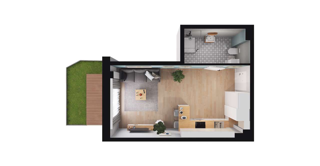 1-pokojowy apartament inwestycyjny 29m2 + ogródek - Pełny obrazek: 2/8