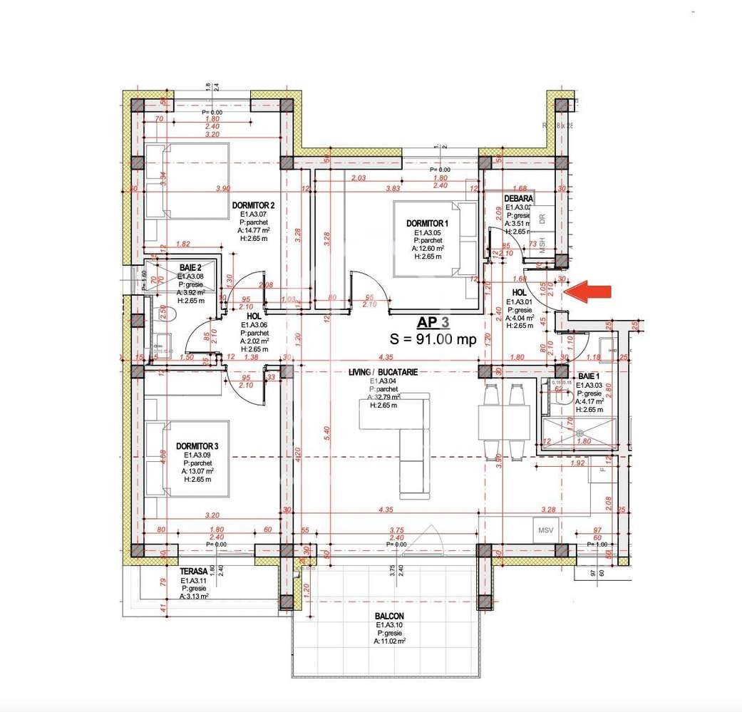 Apartament cu 4 camere, 91mp utili, balcon, parcare, Cisnadie - Imagine principală: 4/10
