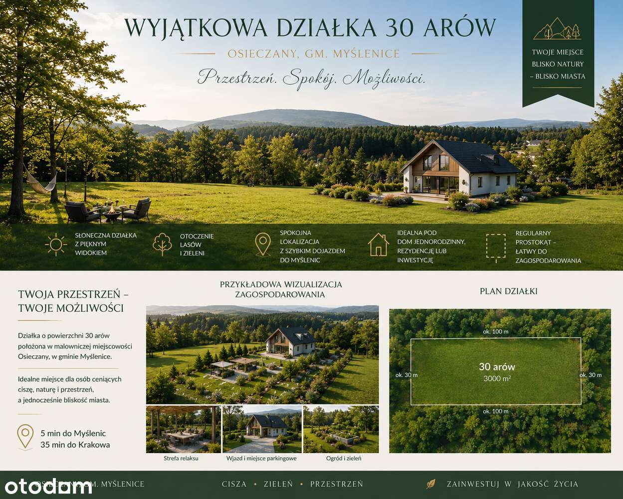 Piękna, widokowa działka budowlana Osieczany, koło Myślenic-0
