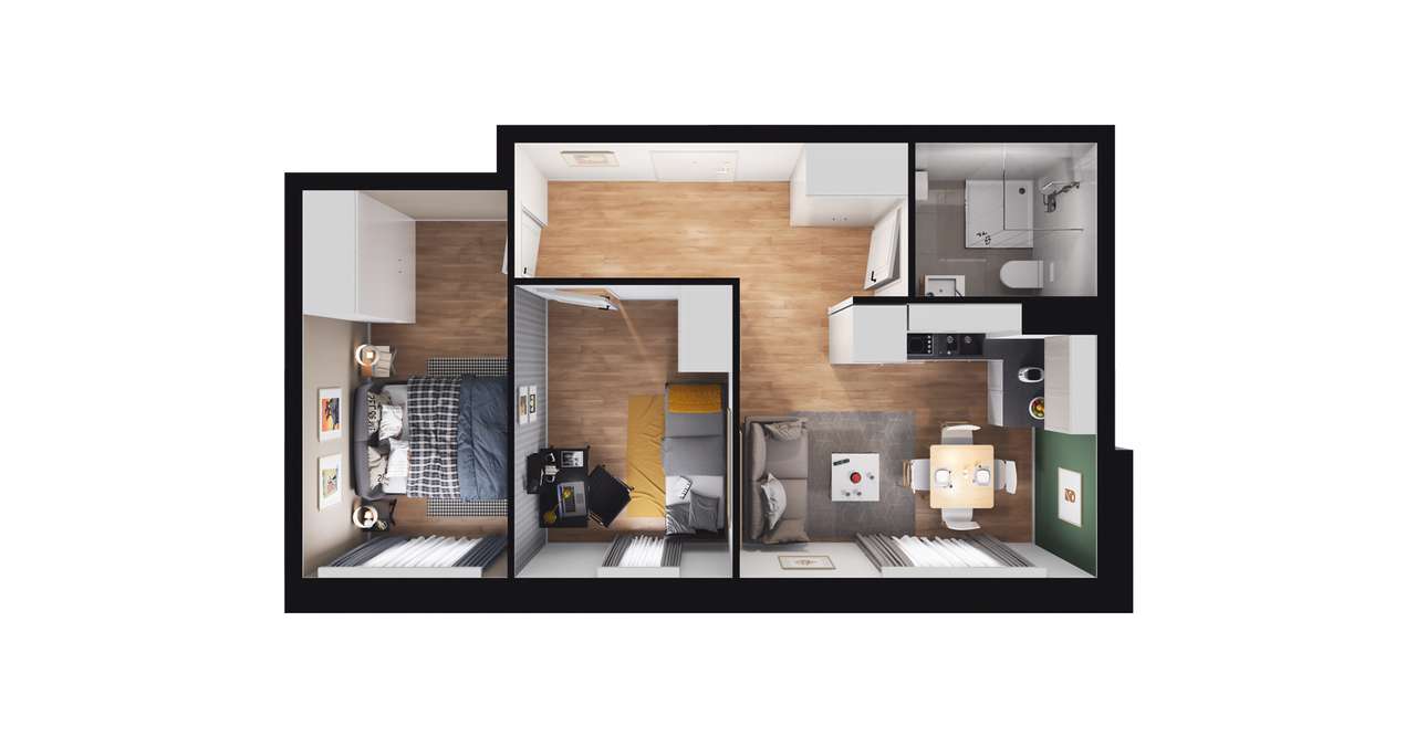 Zakątek Łokietka | mieszkanie 3-pok. | A1 - Pełny obrazek: 3/7