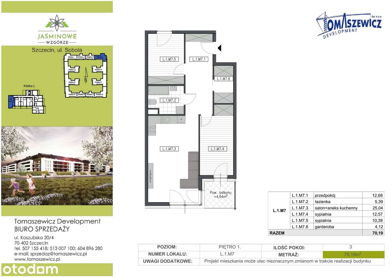 Jaśminowe Wzgórze | mieszkanie 3-pok. | L1M7 - Pełny obrazek: 2/7