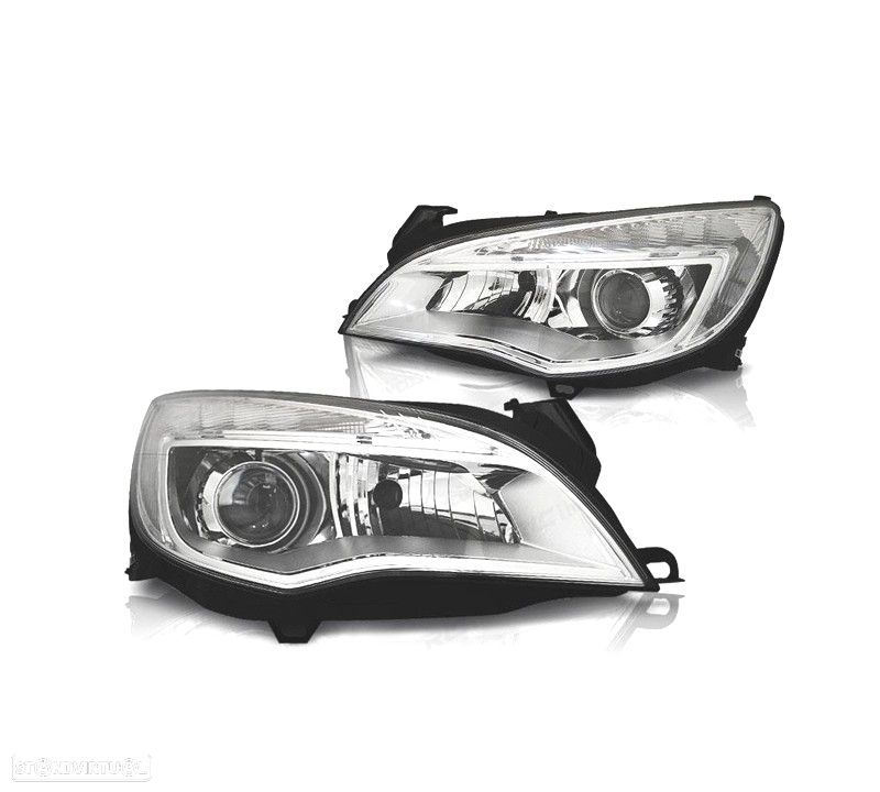 FAROIS FRONTAIS PARA OPEL ASTRA J 09-15 LUZ DIURNA LED FUNDO CROMADO - 1