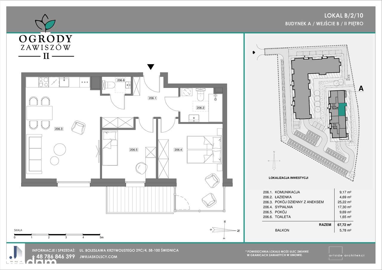 Ogrody Zawiszów II  | mieszkanie 3-pok. | B-210 - Pełny obrazek: 2/7
