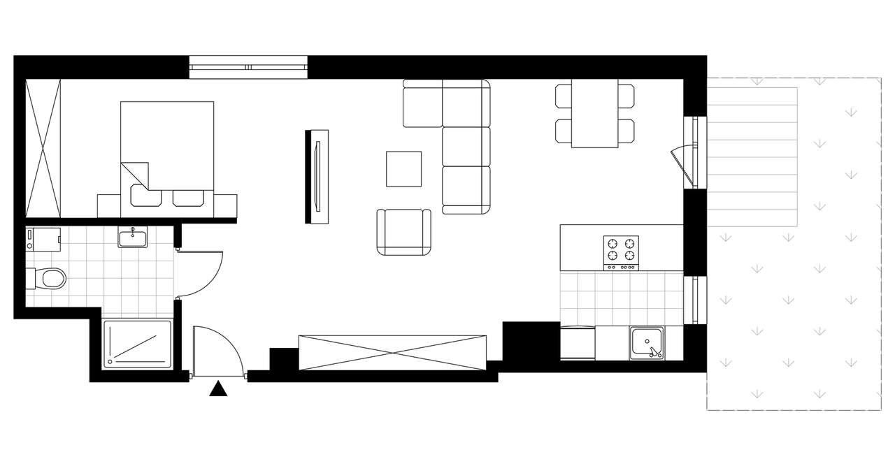 1-pokojowe mieszkanie 54m2 + ogródek - Pełny obrazek: 3/8