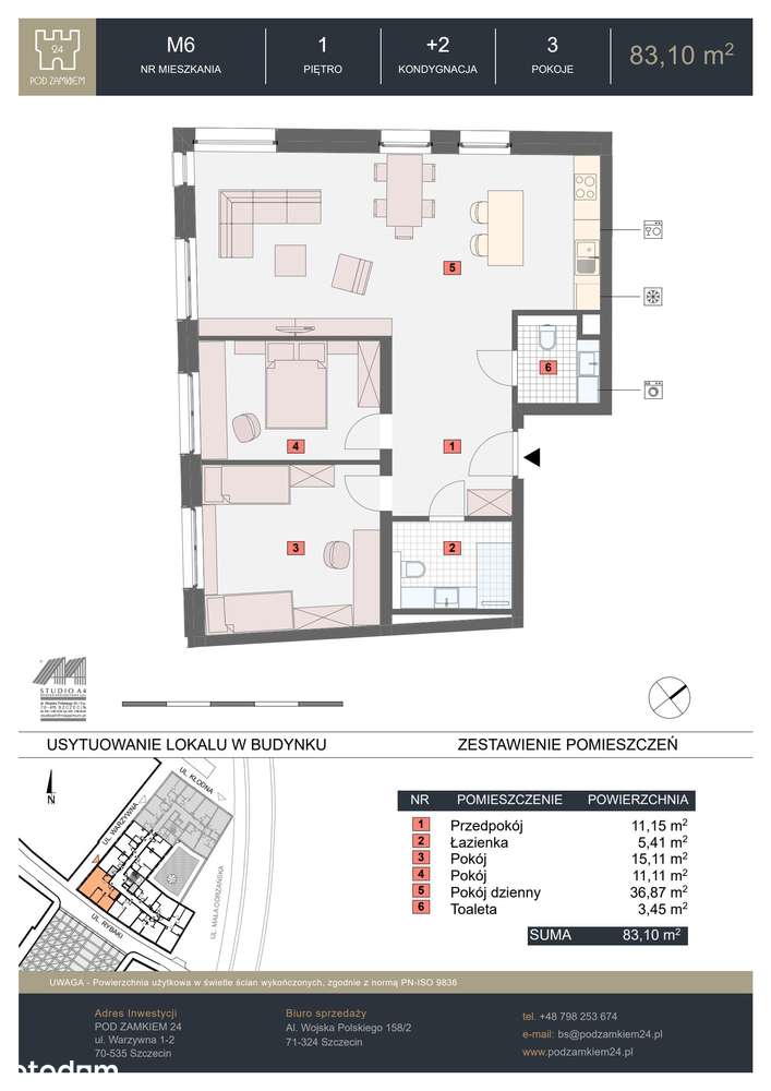 3-pokojowe mieszkanie 83m2 Bez Pośredników - Pełny obrazek: 2/7