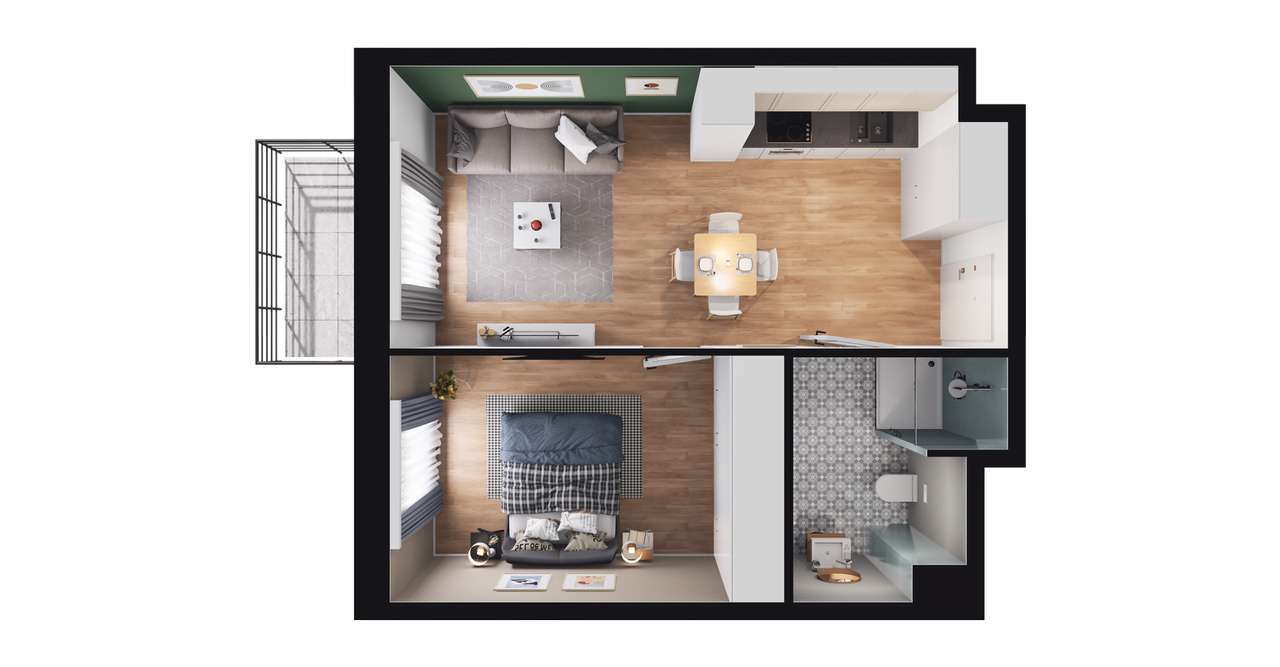 2-pokojowe mieszkanie 38m2 + balkon Bez Prowizji - Pełny obrazek: 2/5