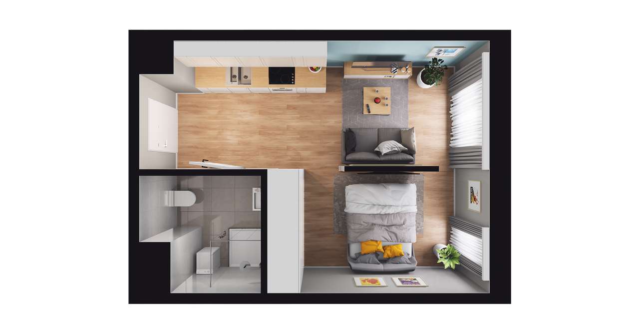 1-pokojowy apartament inwestycyjny 27m2 - Pełny obrazek: 2/8