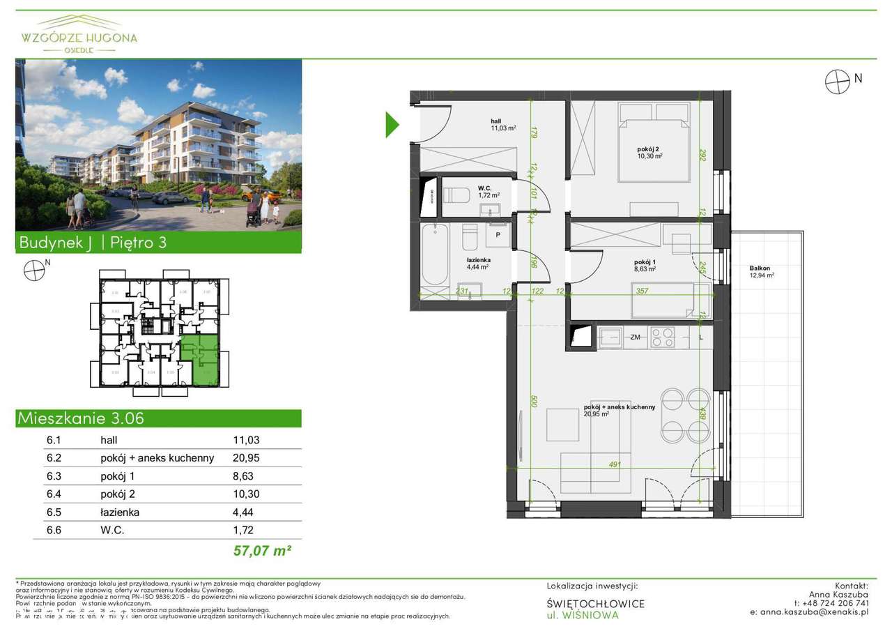 Wzgórze Hugona | Atrakcyjne Mieszkanie J.3.06 - przedsprzedaż - Pełny obrazek: 2/8