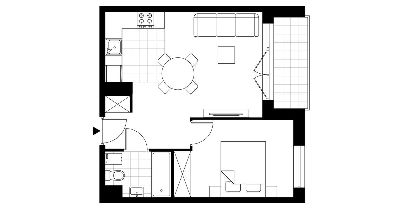 2-pokojowe mieszkanie 37m2 + loggia - Pełny obrazek: 3/8