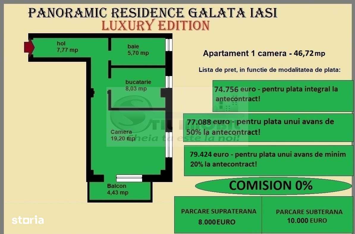 Apartament decomandat de vanzare in Iasi, Galata, 46.72 mp, bloc nou - Imagine principală: 2/12