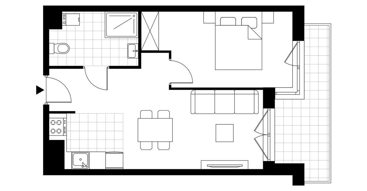 2-pokojowe mieszkanie 40m2 + balkon Bezpośrednio - Pełny obrazek: 3/8