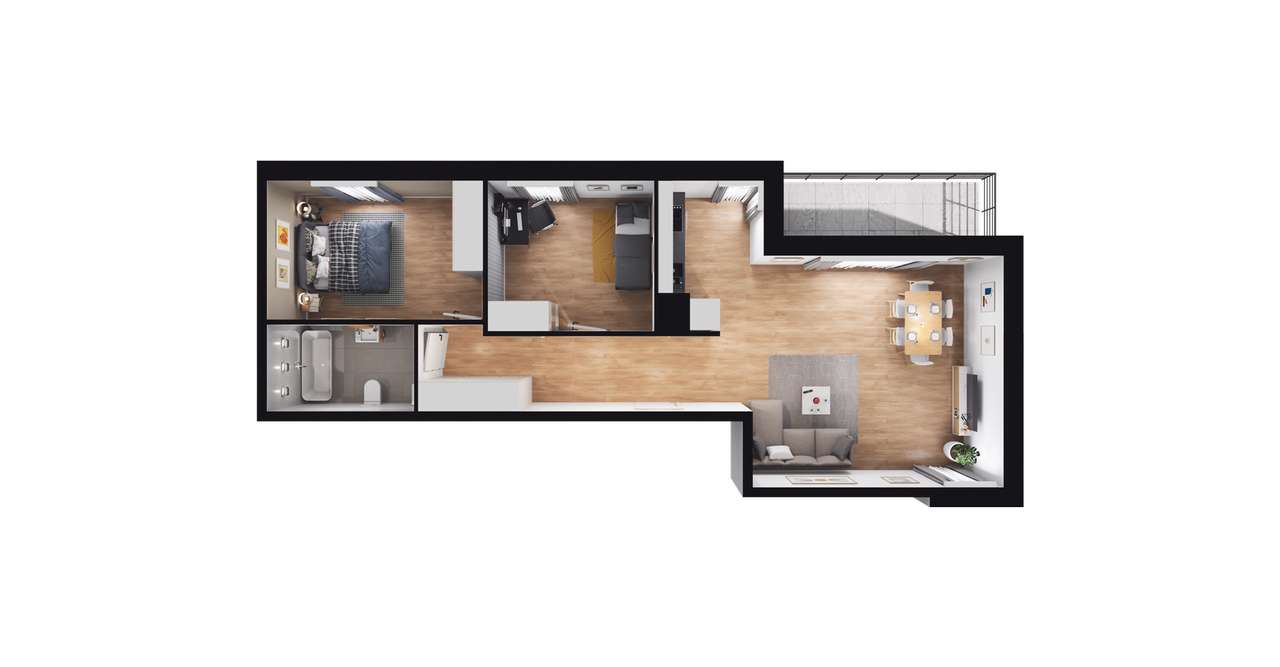 3-pokojowe mieszkanie 65m2 + loggia Bezpośrednio - Pełny obrazek: 3/9