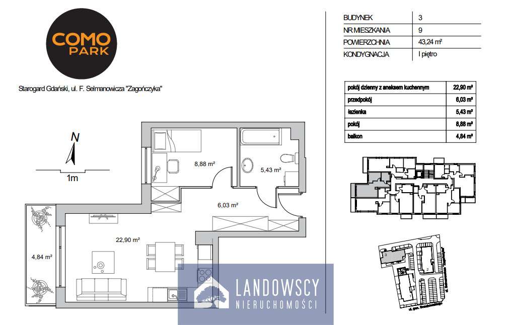 2-pokoje z balkonem na I piętrze | Como Park-2
