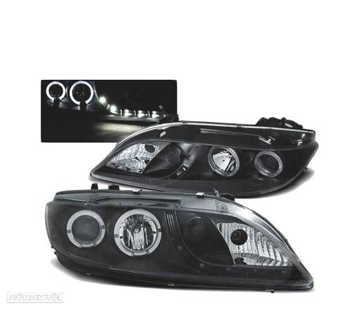 FARÓIS LED ANGEL EYES PARA MAZDA 6 02-07 BLACK PRETO - 1