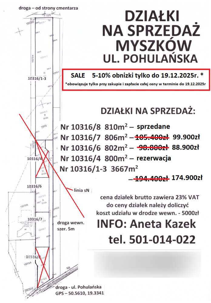 Sale - 10% Myszków działka budowlana (plan) 802m2 cena tylko 88.900zł-6
