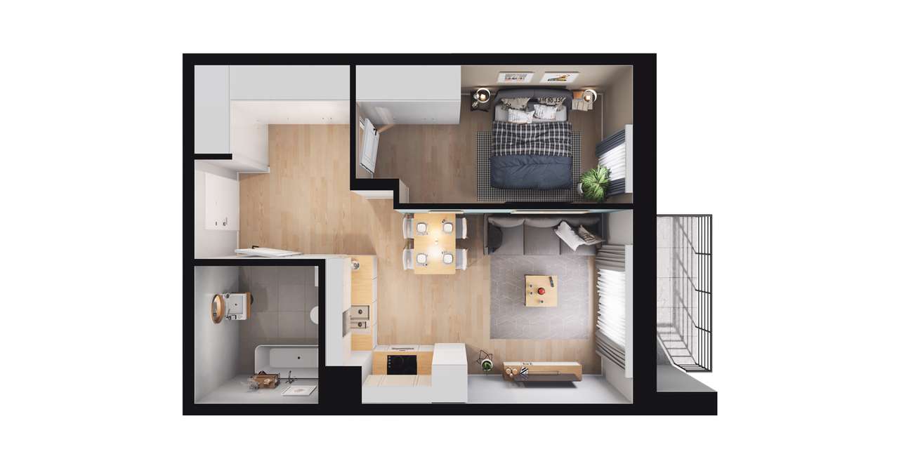 2-pokojowe mieszkanie 40m2 + balkon Bez Prowizji - Pełny obrazek: 2/8