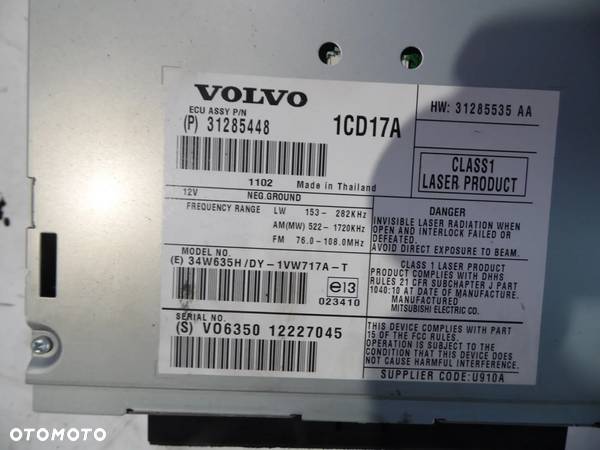 Radio Czytnik CD Volvo V50 S40 C30 V70 31285448 EU - 1