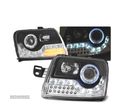 FARÓIS LED ANGEL EYES PARA FIAT PANDA 03 - BLACK PRETO - 1