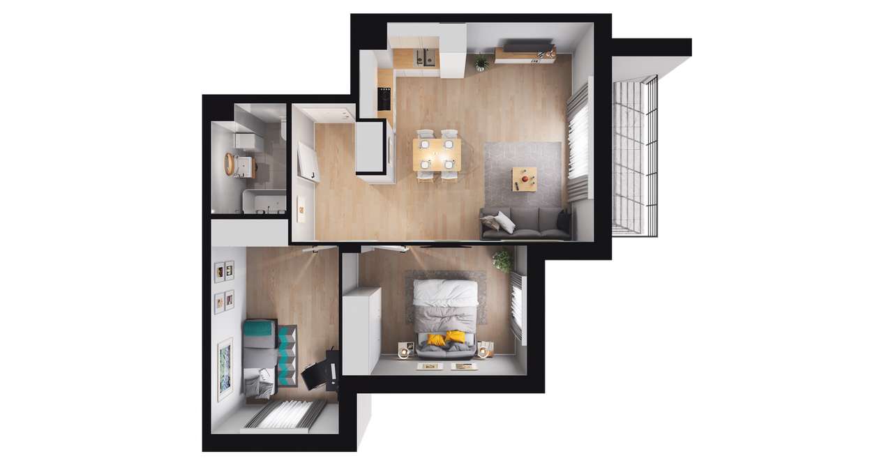 3-pokojowe mieszkanie 58m2 + balkon Bez Prowizji - Pełny obrazek: 2/8