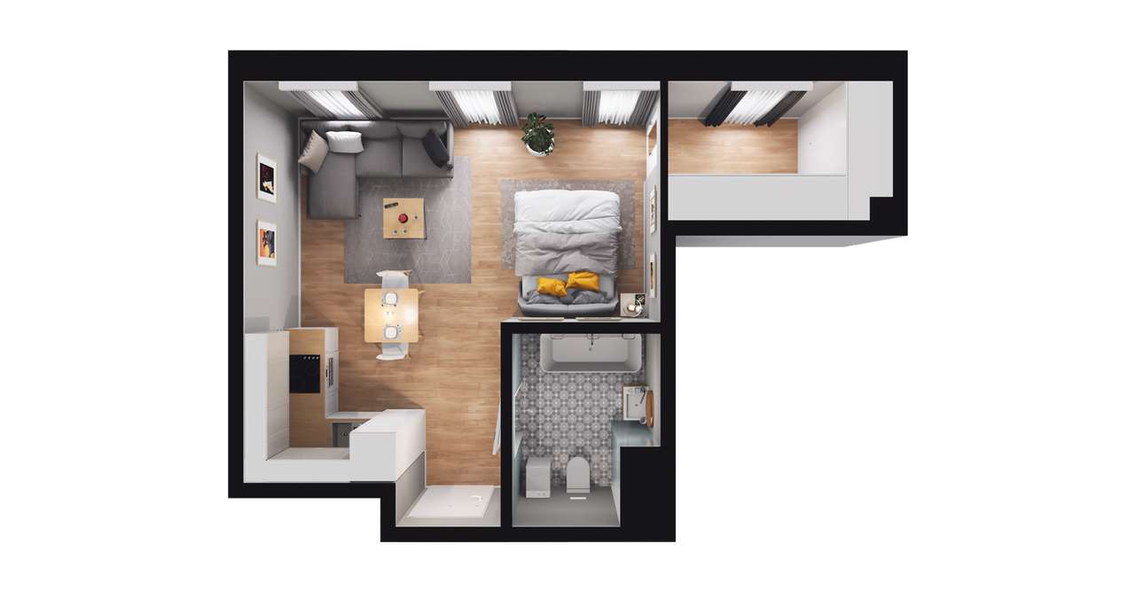 1-pokojowe mieszkanie 33m2 Bezpośrednio - Pełny obrazek: 2/8