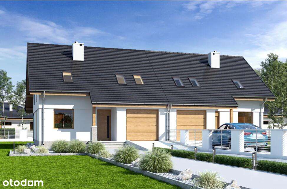 Nowy dom w zabudowie bliźniaczej z garażem i widokiem na Łomżę i Narew-0