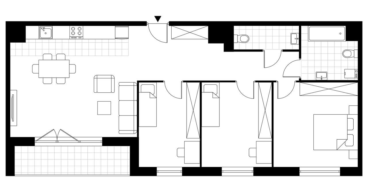 4-pokojowe mieszkanie 85m2 + loggia Bezpośrednio - Pełny obrazek: 3/8