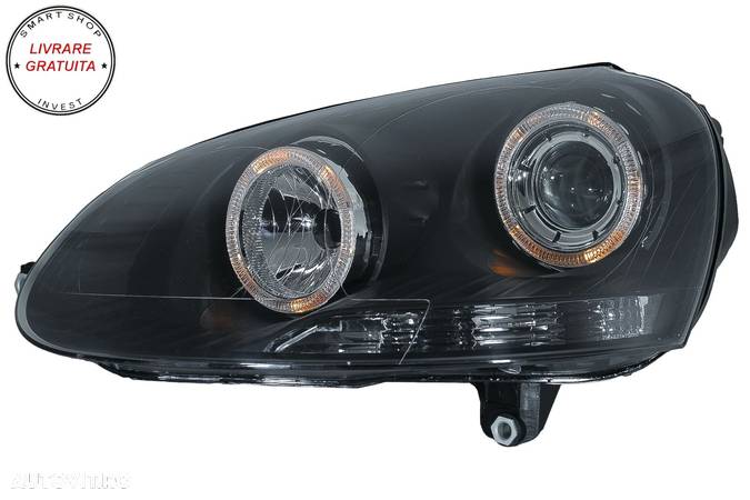 Faruri Angel Eyes VW Golf 5 V (2003-2007) LHD/RHD Negru- livrare gratuita - 2