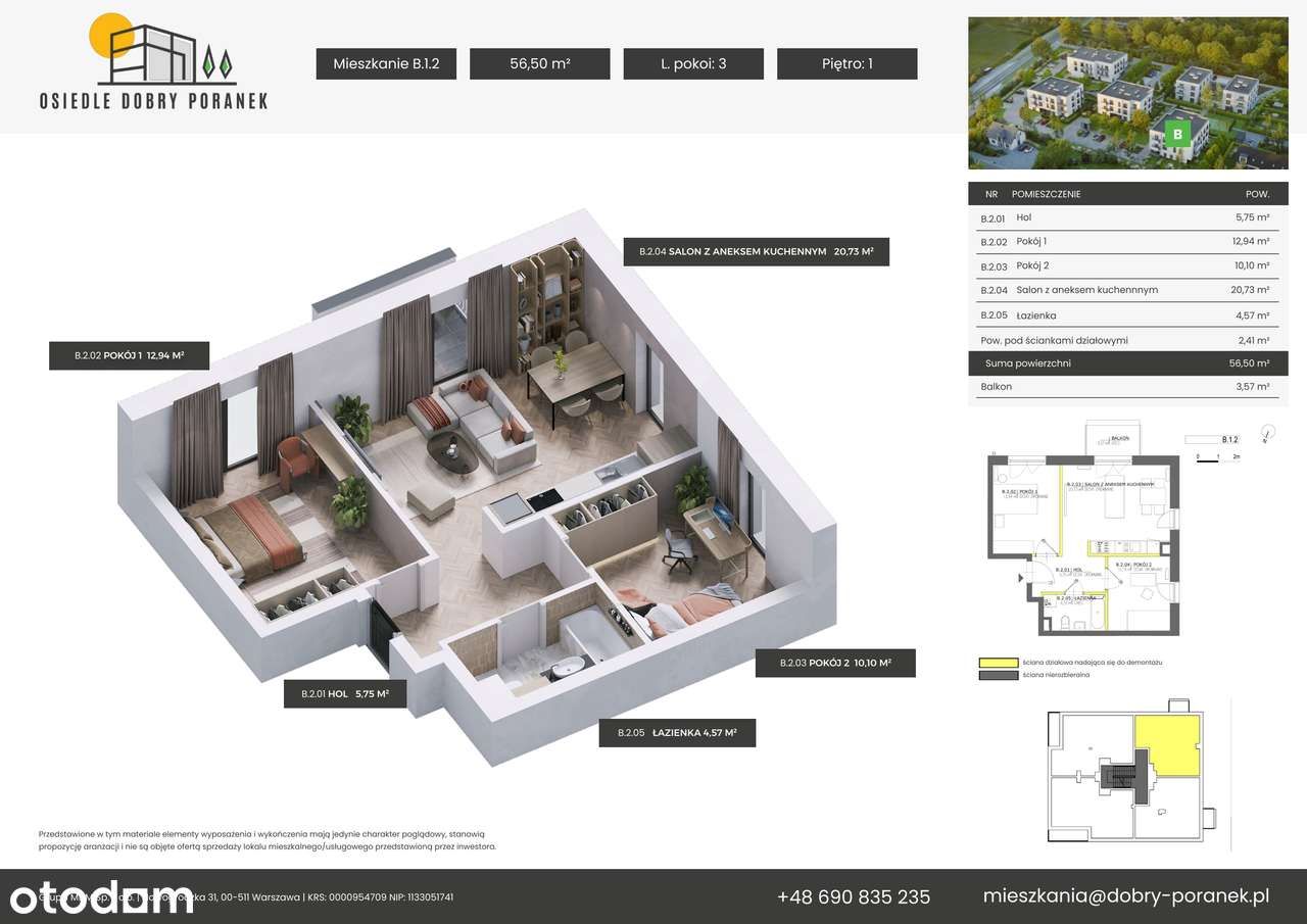 Dobry Poranek | mieszkanie 3-pok. | B.1.2 - Pełny obrazek: 2/16