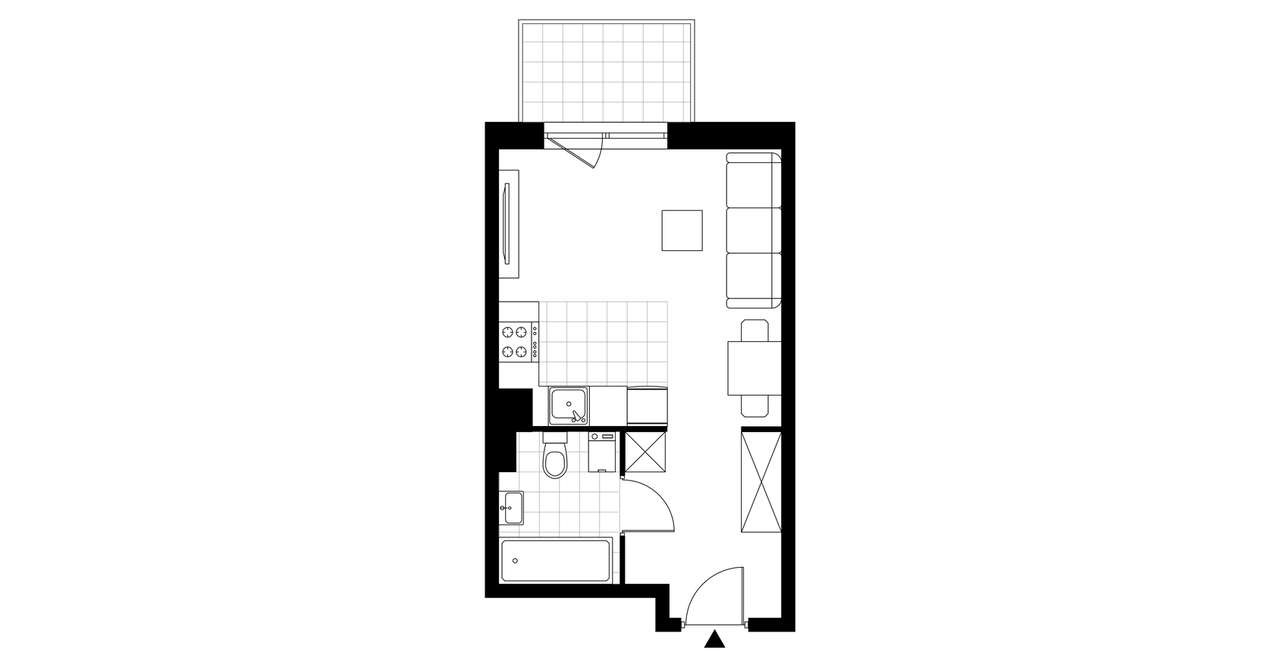 1-pokojowy apartament inwestycyjny 26m2 + balkon - Pełny obrazek: 3/8
