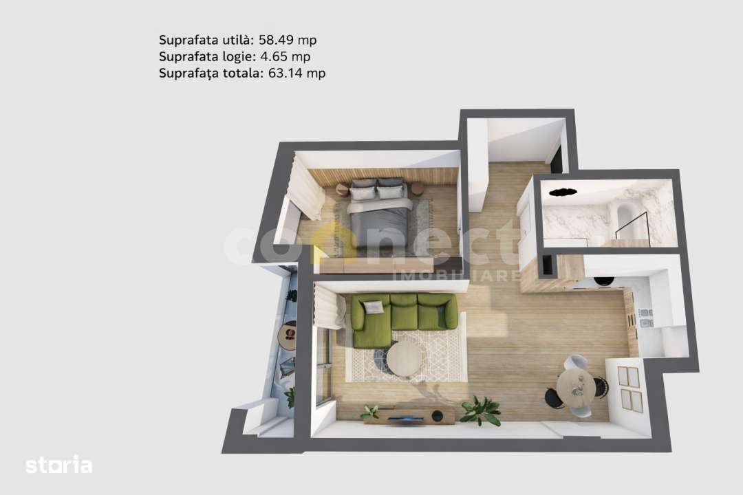 Apartament de vanzare | SU 58.49 mp | Zona centrala — fotografia 1