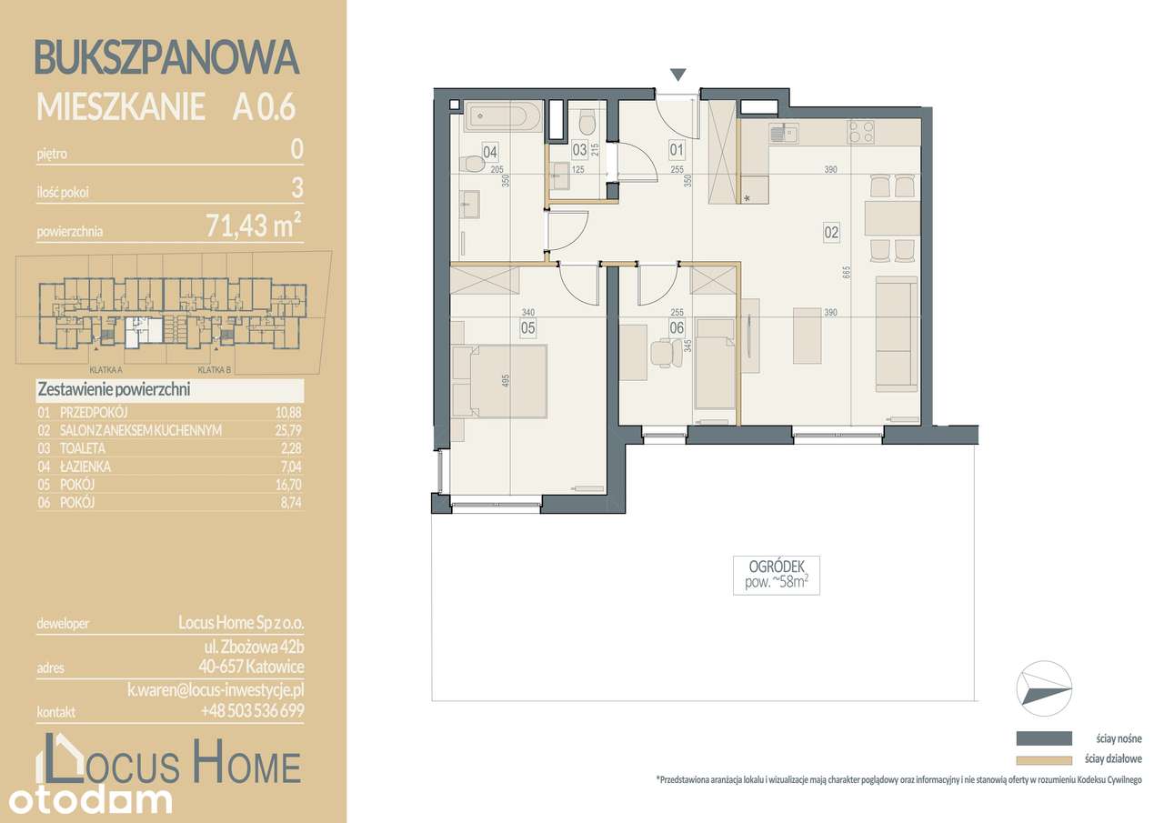 2-pokojowe mieszkanie 71m2 + ogródek - Pełny obrazek: 2/7
