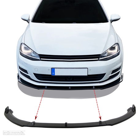 Difusor / Lip / spoiler frontal para VW Golf 7 2012 - 2019 preto piano brilhante em plástico ABS (para-choques standard) - 1