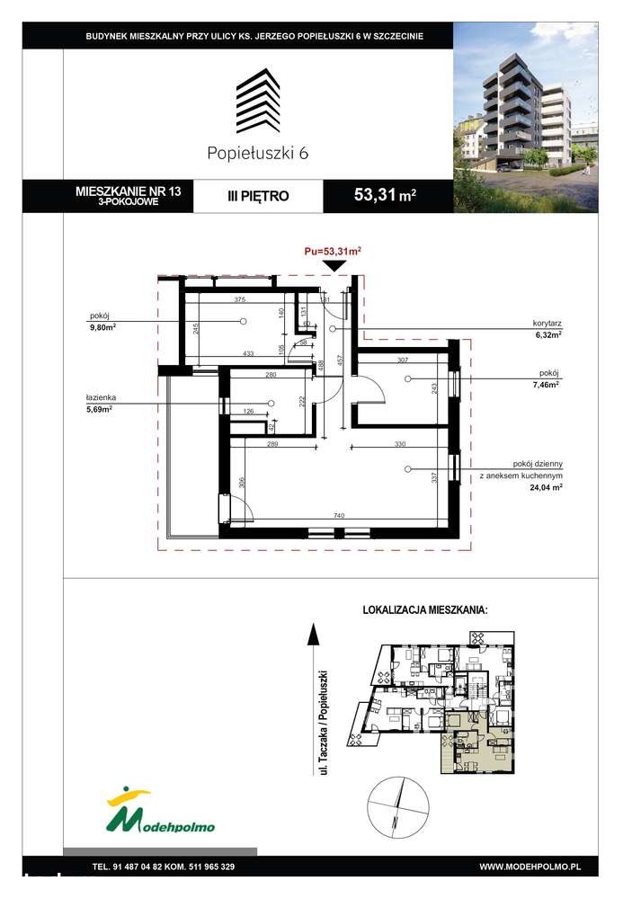 Popiełuszki 6- mieszkanie nr 13 - Pełny obrazek: 2/13