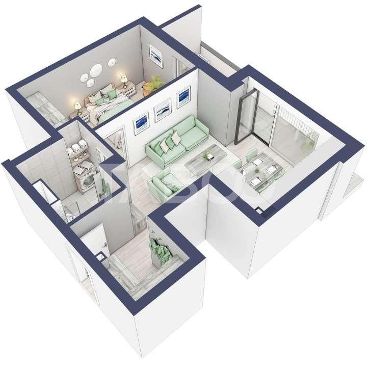 Apartament la parter cat un etaj 1 cu 47 mp utili 2 camere Turnisor - Imagine principală: 4/4