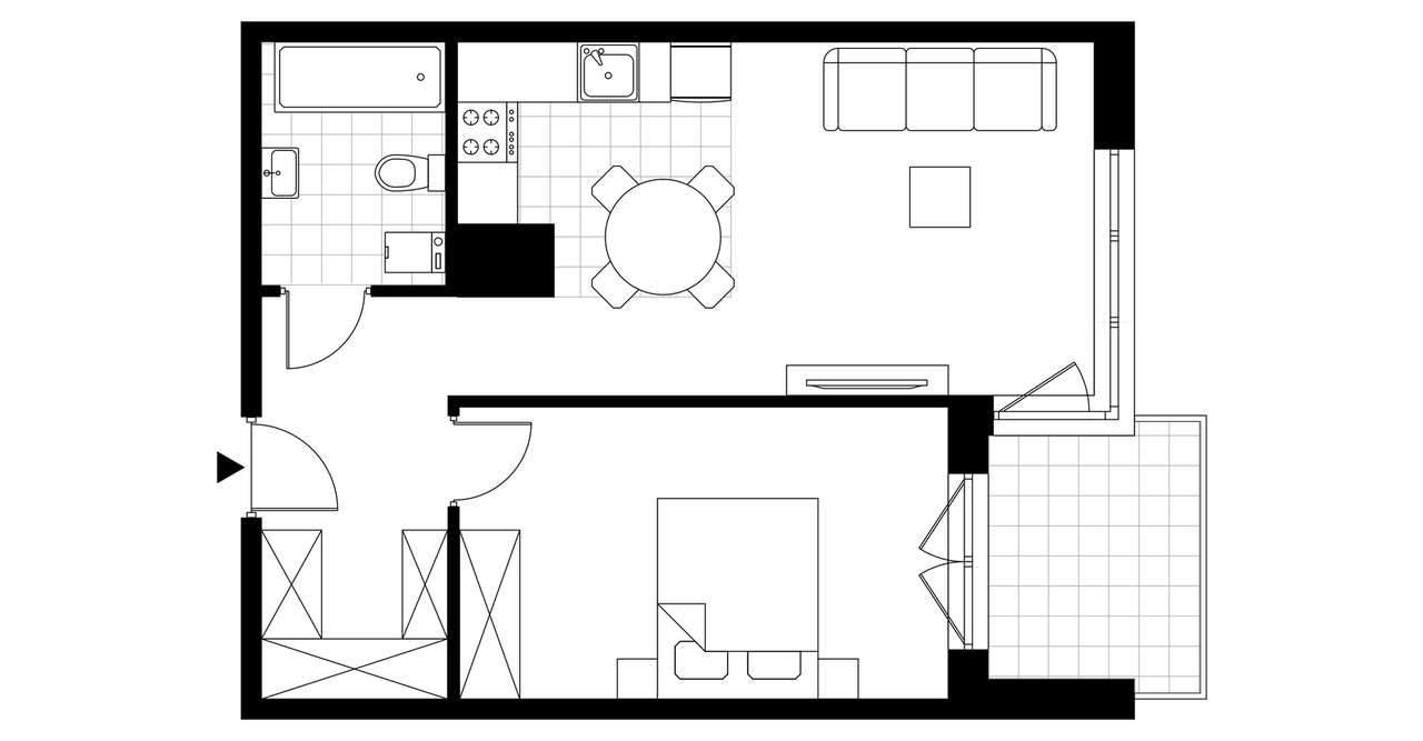 2-pokojowe mieszkanie 45m2 + balkon - Pełny obrazek: 3/8