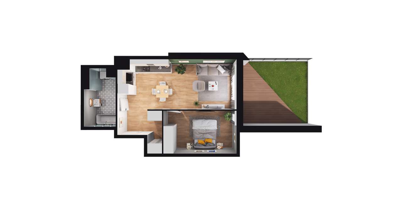 2-pokojowe mieszkanie 41m2 + ogródek Bezpośrednio - Pełny obrazek: 2/8