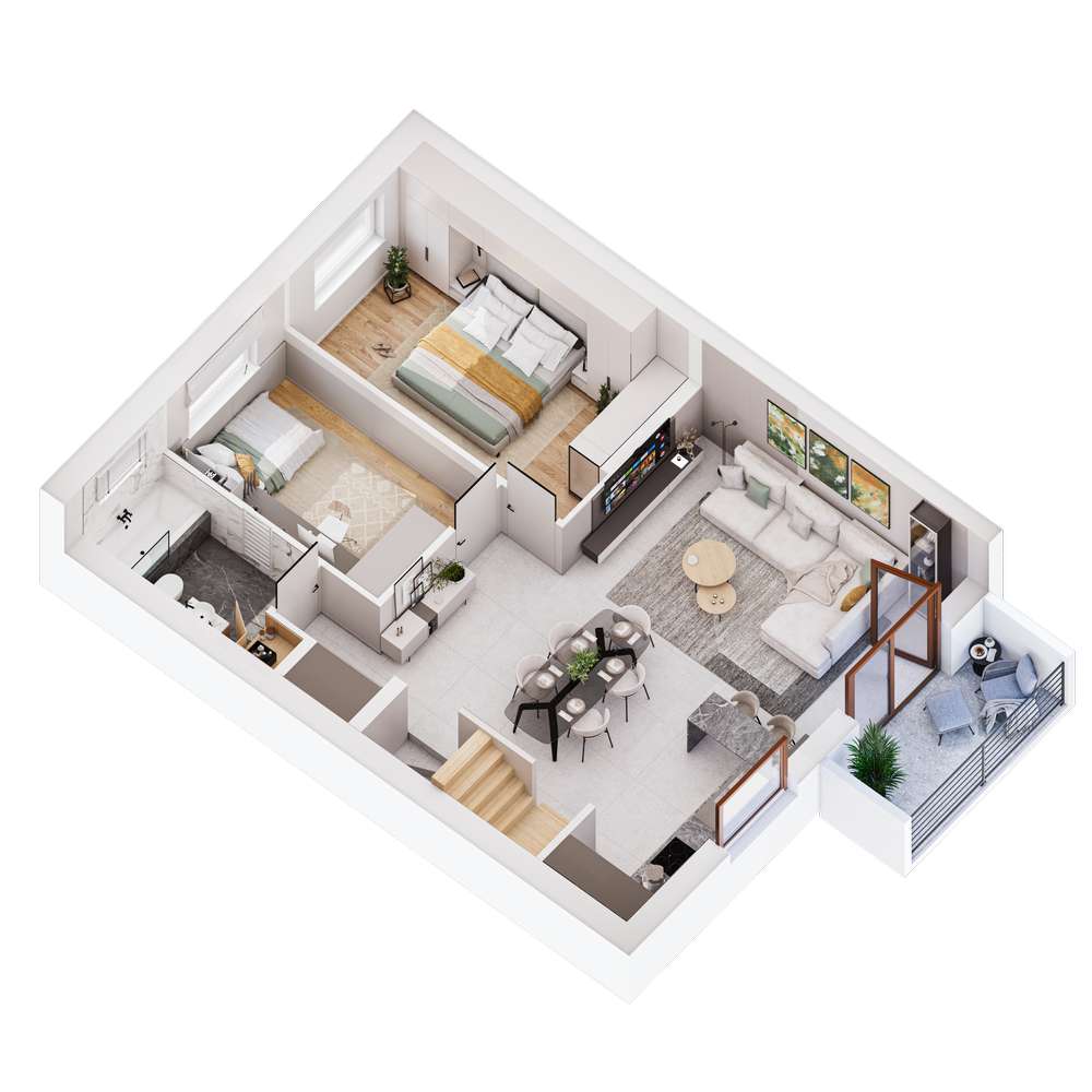 Dwupoziomowe, dwie łazienki, garderoba, osobna strefa dla rodziców - Pełny obrazek: 1/11