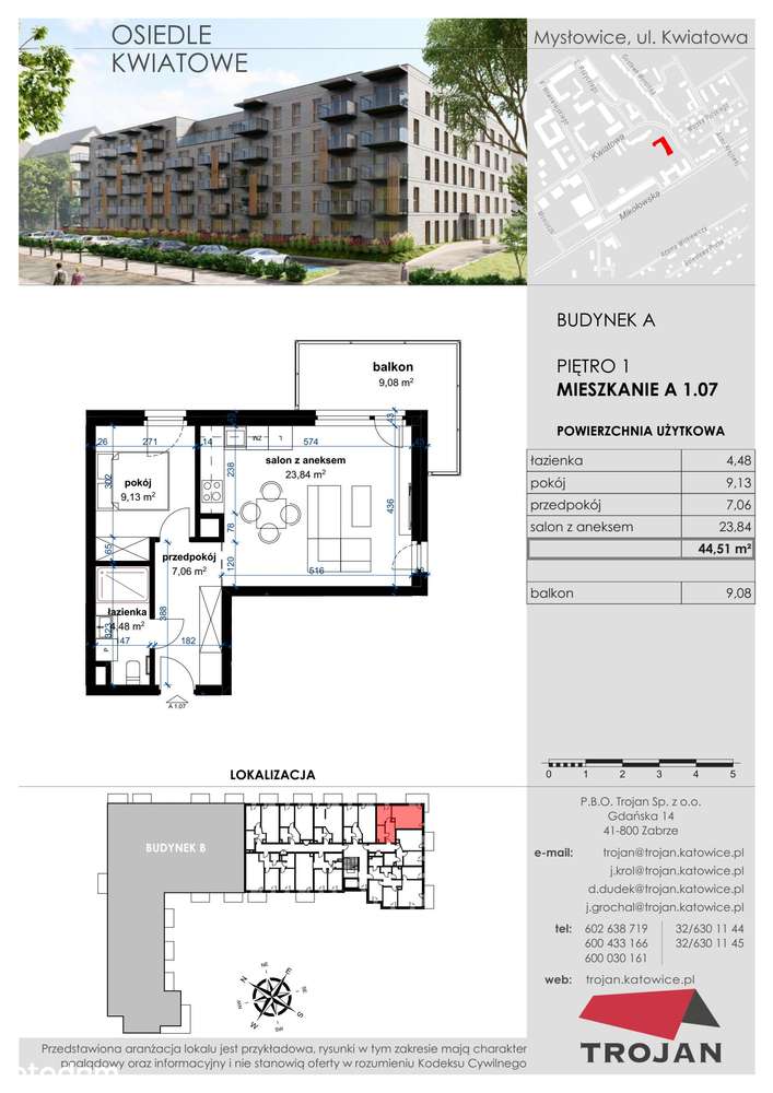 Mysłowice, Kwiatowa  | mieszkanie 2-pok. | A 1.07 - Pełny obrazek: 2/7