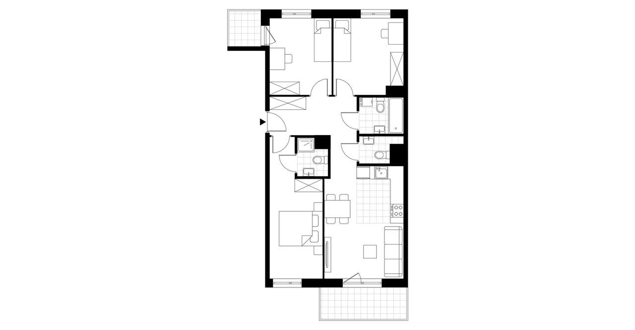 4-pokojowe mieszkanie 73m2 + 2 balkony - Pełny obrazek: 3/8