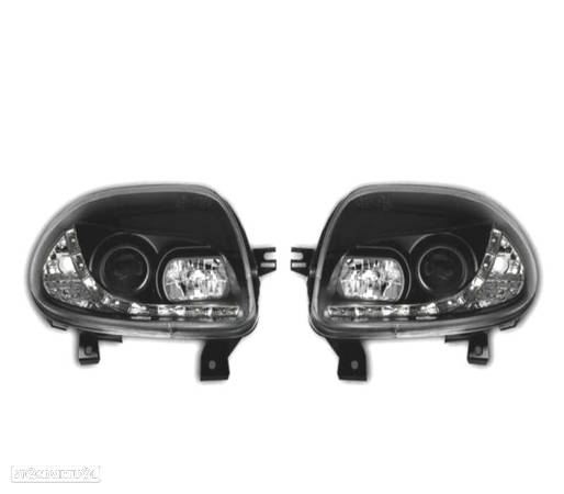 FARÓIS LED LUZ DIURNA PARA RENAULT CLIO 2. FUNDO PRETO - 1