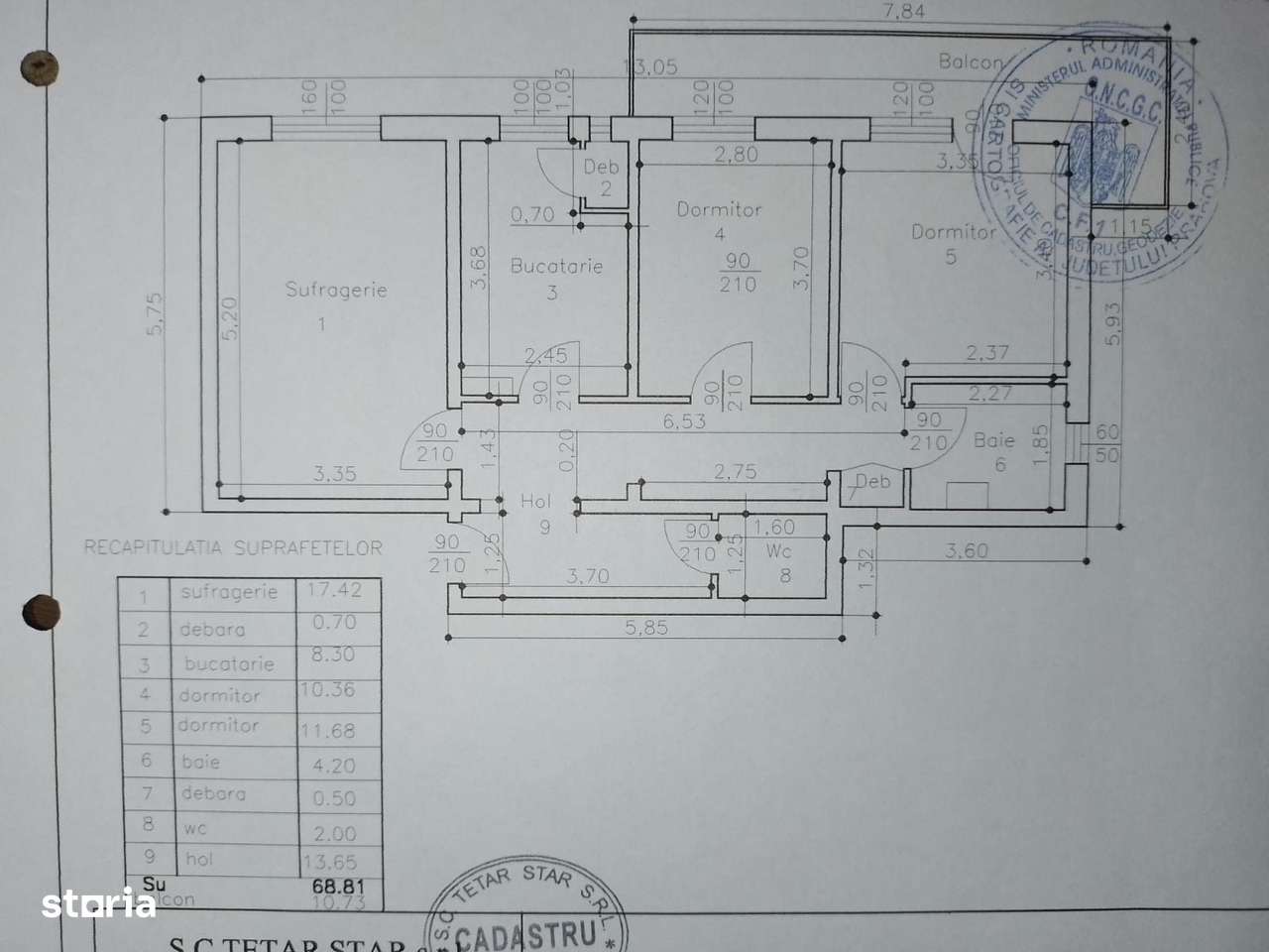Apartament cu 3 camere, decomandat, zona Republicii-10